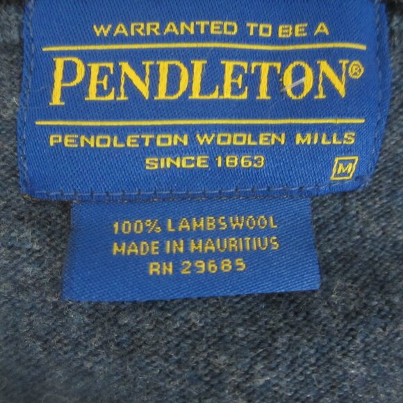 Pendleton Mens Medium Heather Blue 100% Lambswool V Neck LS Pullover Sweater M e - Picture 3 of 9
